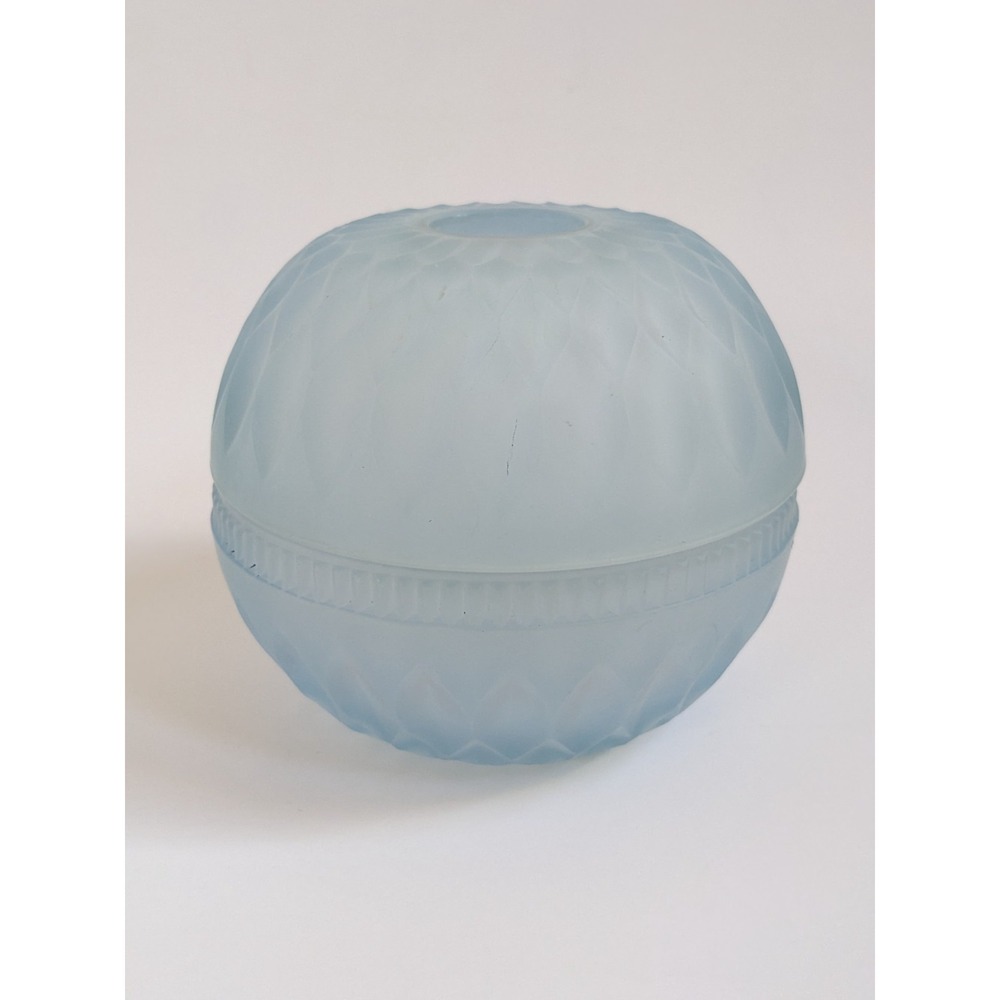 Vintage Indiana Glass Co. Mt. Vernon Fairy Lamp Frosted Blue Satin Diamond Point - Picture 12 of 14